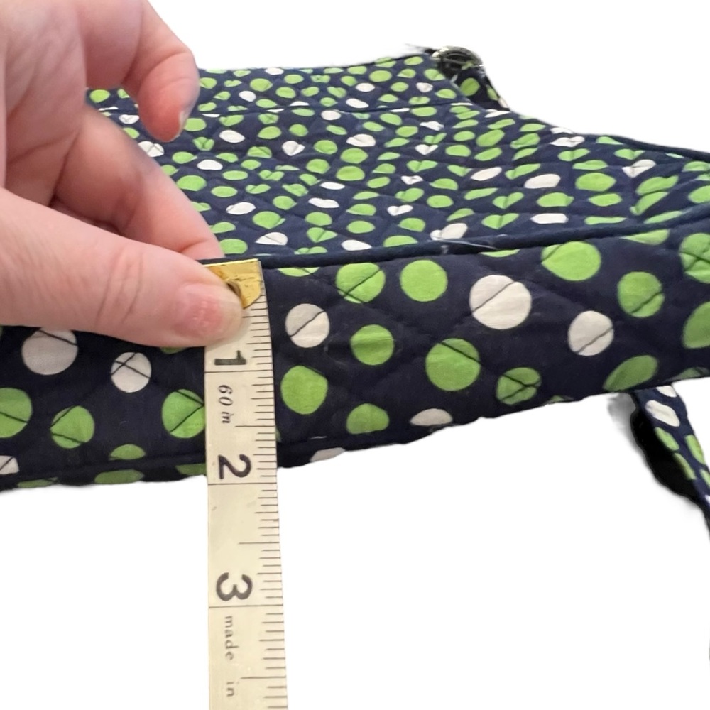 Vera Bradley Lucky Dots Hipster Quilted Crossover Purse 3 Zipper Navy Green - Picture 16 of 16